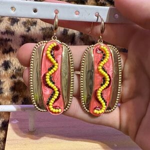 Gold-Tone Hotdog Earings